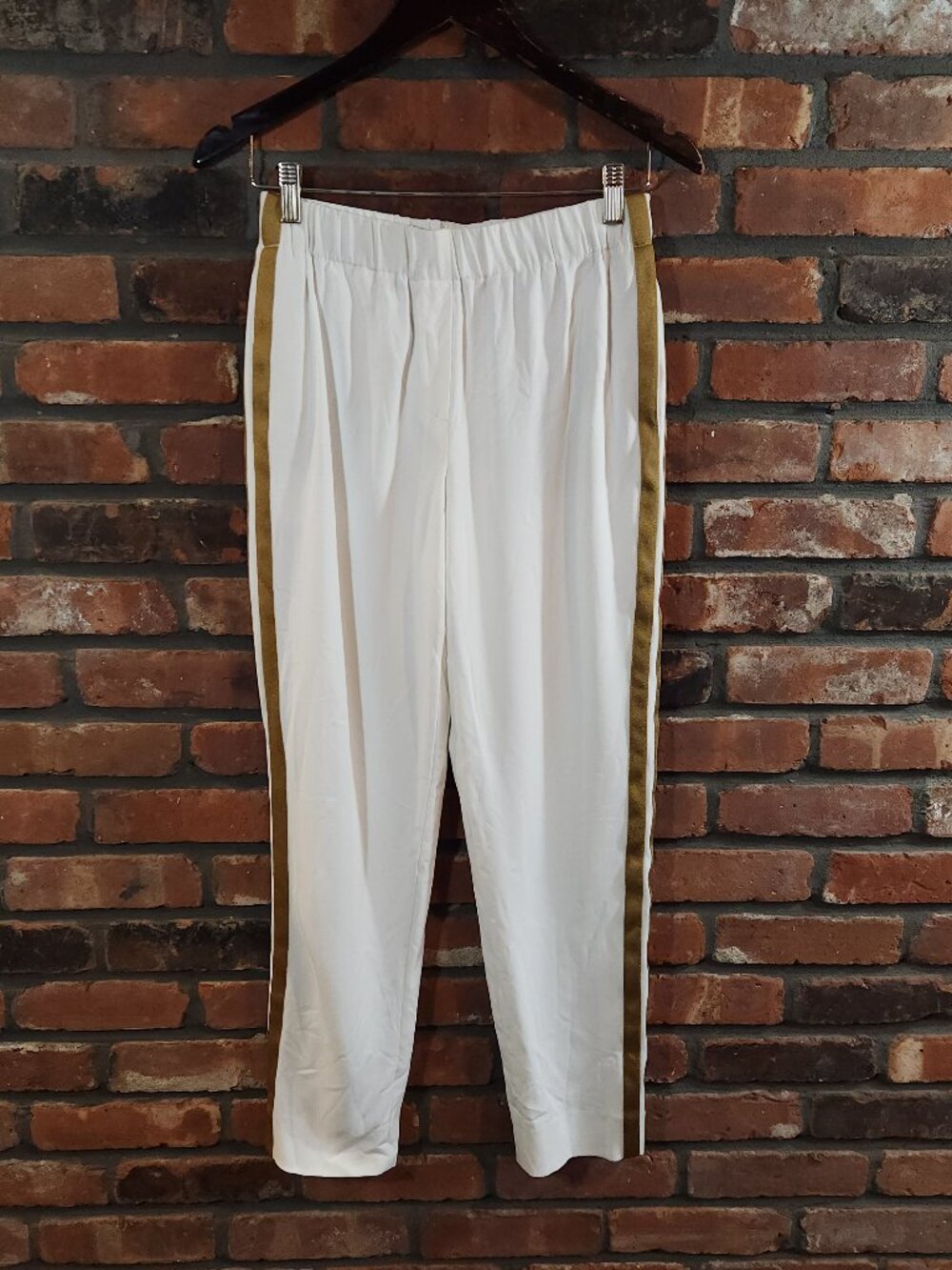 INCOTEX Slowear High Rise Pull-on Pants with Gold Side Stripes Women's 40 / US 4